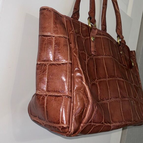 NWT Brahmin Adelle Cameo Soft Honeybee Moc Croc Leather purse bag satchel - Picture 2 of 10